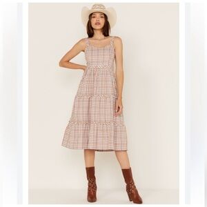 Madewell Gingham Sweetheart Ruffle-Tiered Midi Dress